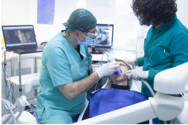 dentist attending a patient